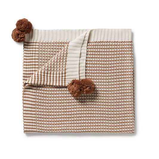 Knitted Blanket - Cinnamon Stripe