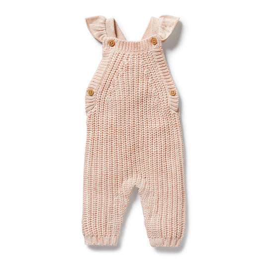 Knitted Ruffle Overalls - Fairy Floss