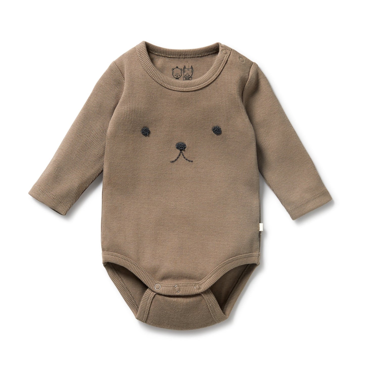 Walnut Organic Rib Long Sleeved Bodysuit