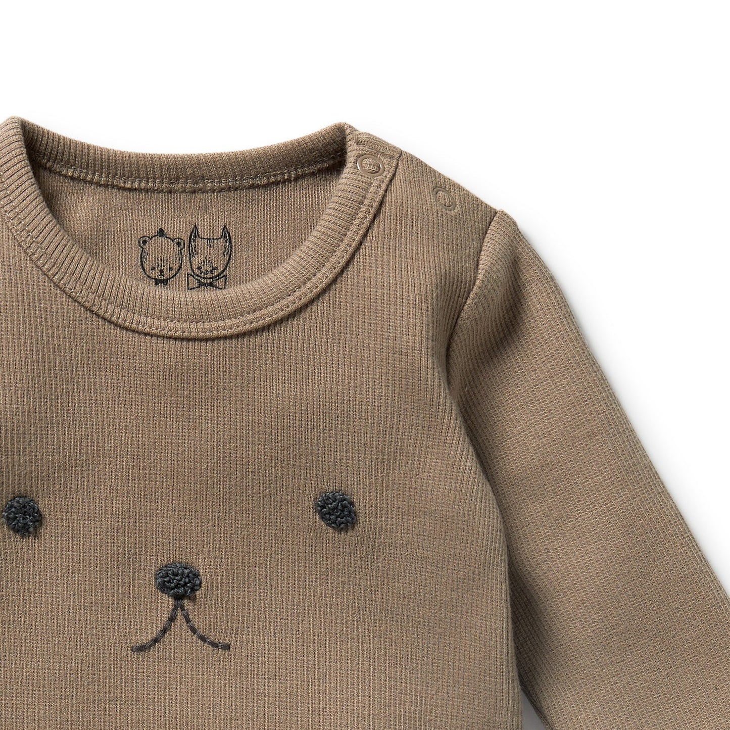 Walnut Organic Rib Long Sleeved Bodysuit