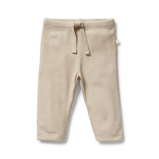 Organic Rib Leggings - Biscuit