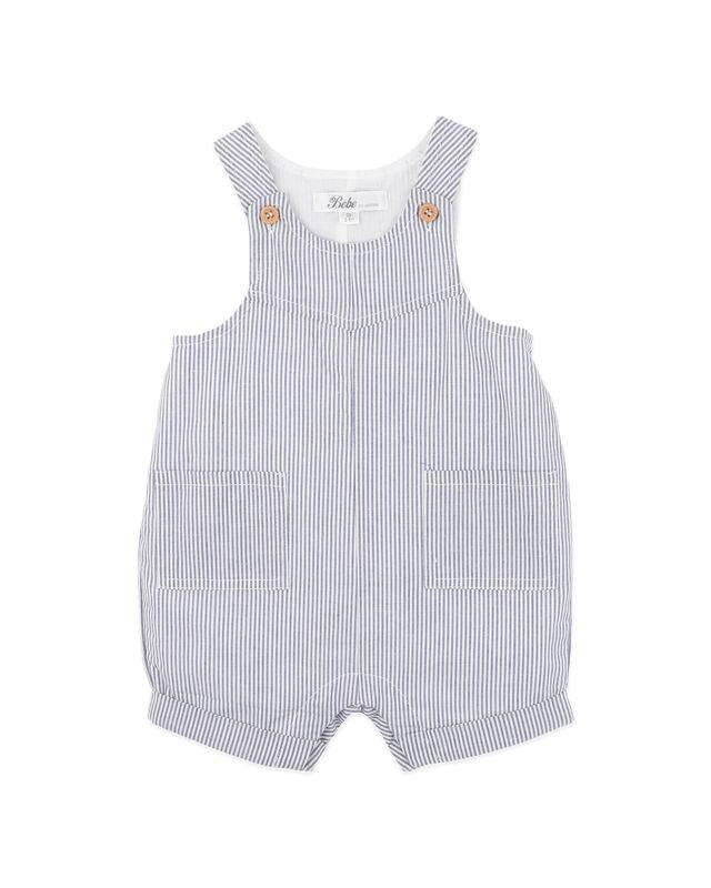 Stripe Woven Overalls - Indigo Stripe