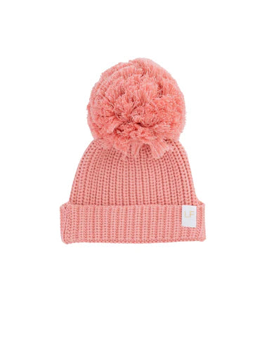 Knitted Pom Beanie - Strawberry