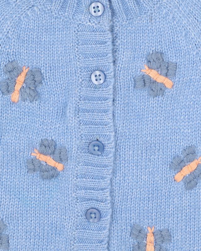 Hand Emb. Cardigan - Blue Marl