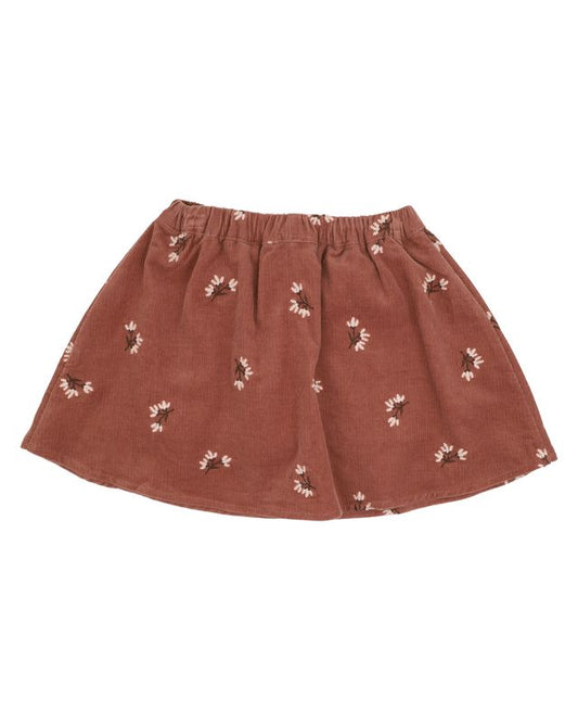 Embroidered Skirt w Shorts - Auburn Brown