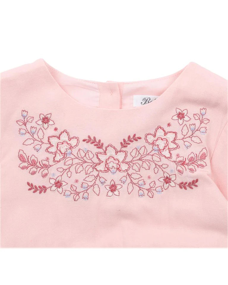 Piper L/S Dress w Embroidery - Rosewater