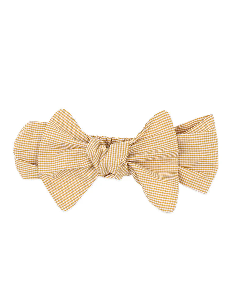 Winnie Gingham Headband - Mustard Check