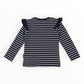 Frill Bird Striped Top - Navy