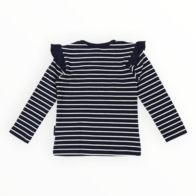 Frill Bird Striped Top - Navy