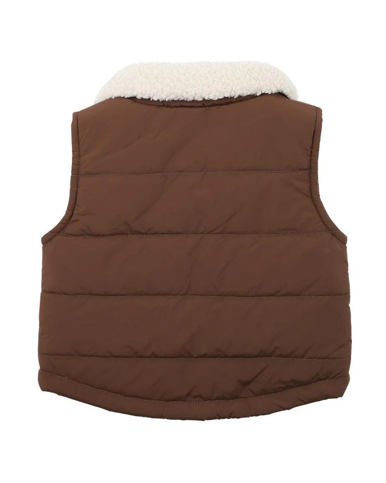 Puffa Vest w Collar - Brown