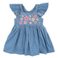 Grow Wild Embroidered Dress - Mid Indigo Blue