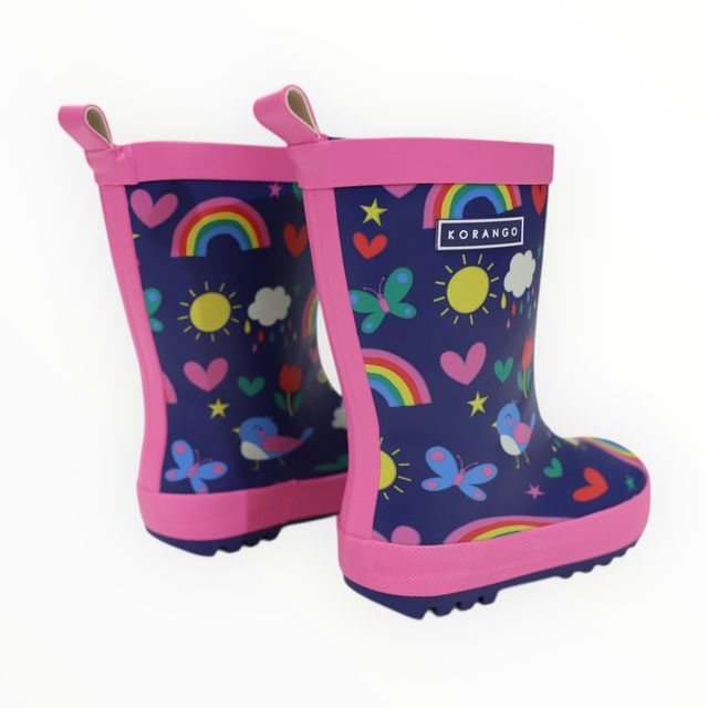 Spring Rainbow Gumboot - Navy