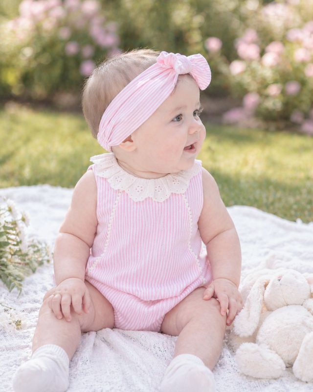 Willa Lace Collared Bodysuit - Musk Pink Stripe