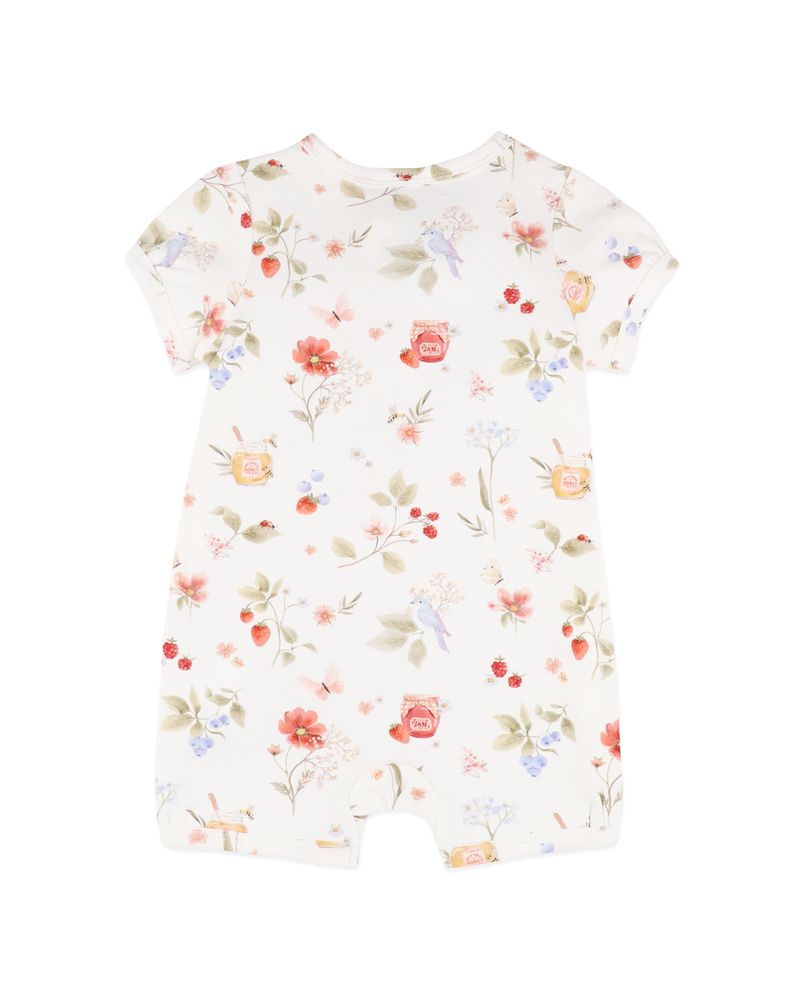 Poppy S/S Zip Romper - Poppy Print