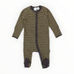 Striped Zip Cotton Romper - Charcoal
