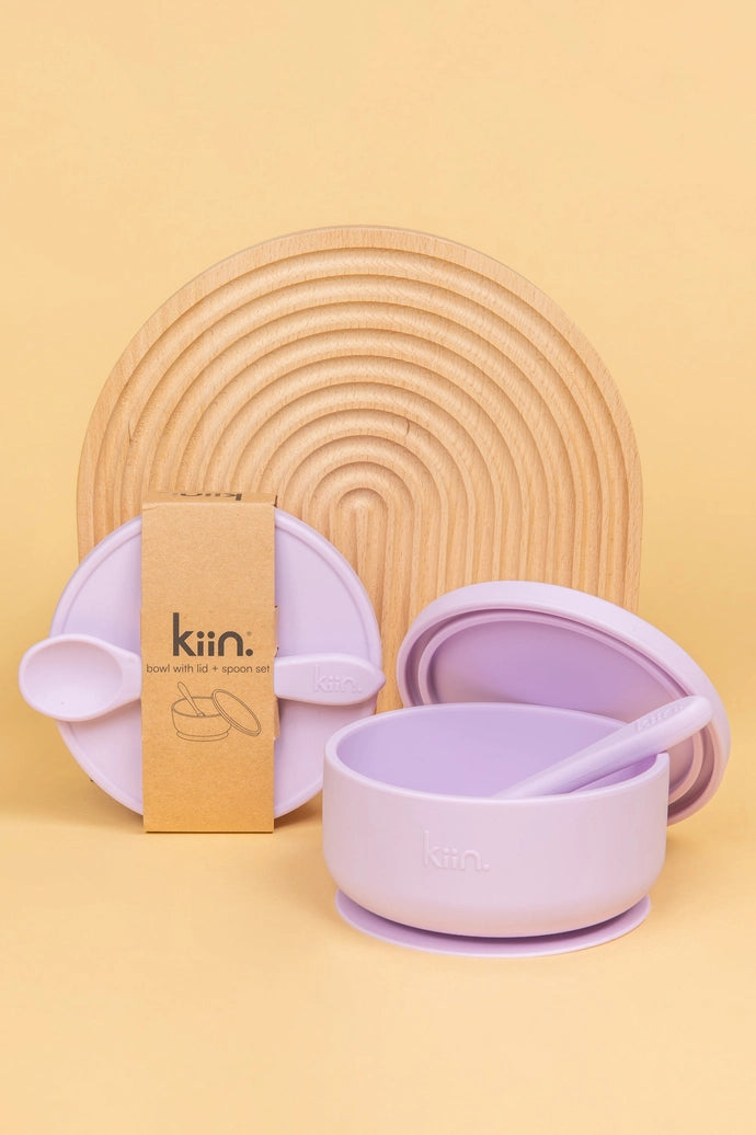 Silicone Suction Bowl w Lid - Lilac