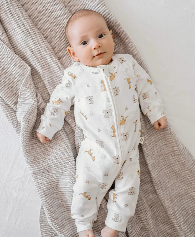 Organic Cotton Growsuit - Kangaroo & Koala