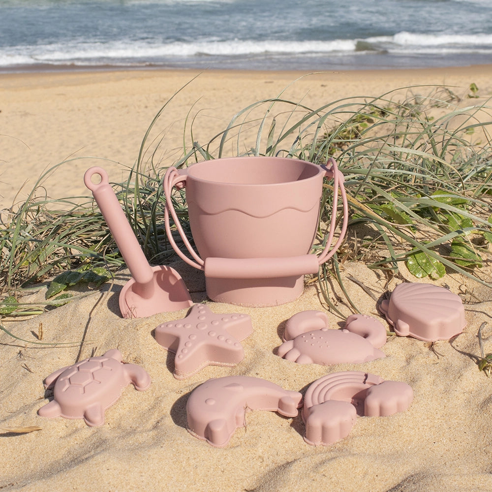 Silicone 8 Pc Bucket & Spade Set - Rose