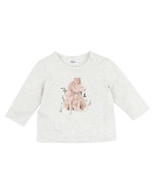 Mateo Bear Tee - Lt Grey Marl