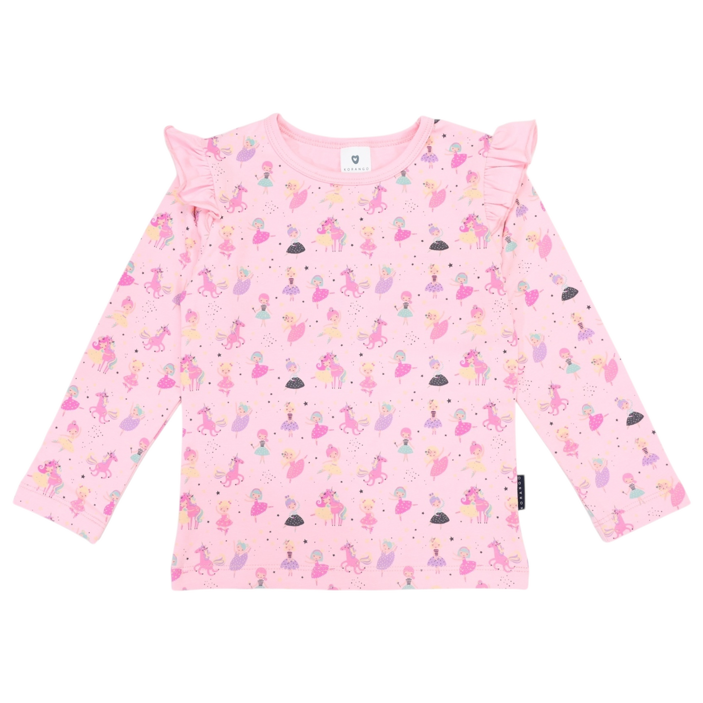 Dancing Unicorn Frill Print Tee - Pink