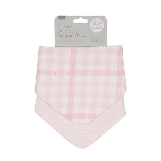 Bandana Bibs 2 Pk - Pink Gingham