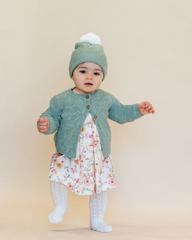 Girls Pointelle Cadigan - Sage