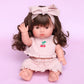 Dolls Vintage Pink & Ivory Frilled 3Pce  Set with Cherry  Embroidery - Fits 34-38cm