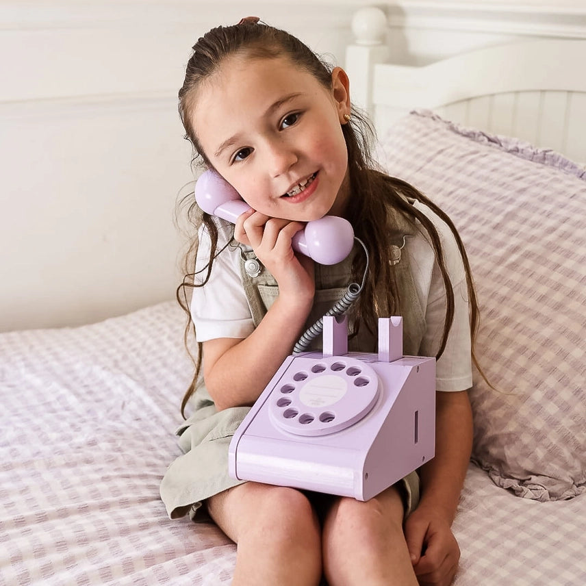 Wooden Rotary Telephone - Lavender