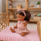 Dolls Vintage Pink & Ivory Frilled 3Pce  Set with Cherry  Embroidery - Fits 34-38cm