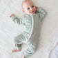 Organic Cotton Growsuit - Forest Green Stripes