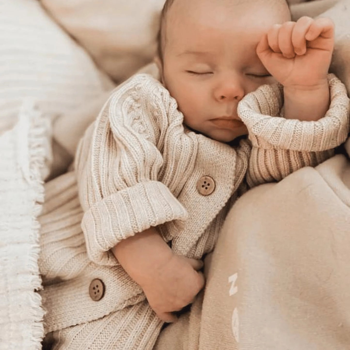 Knitted Cotton Ribbed Romper - Honey Milk