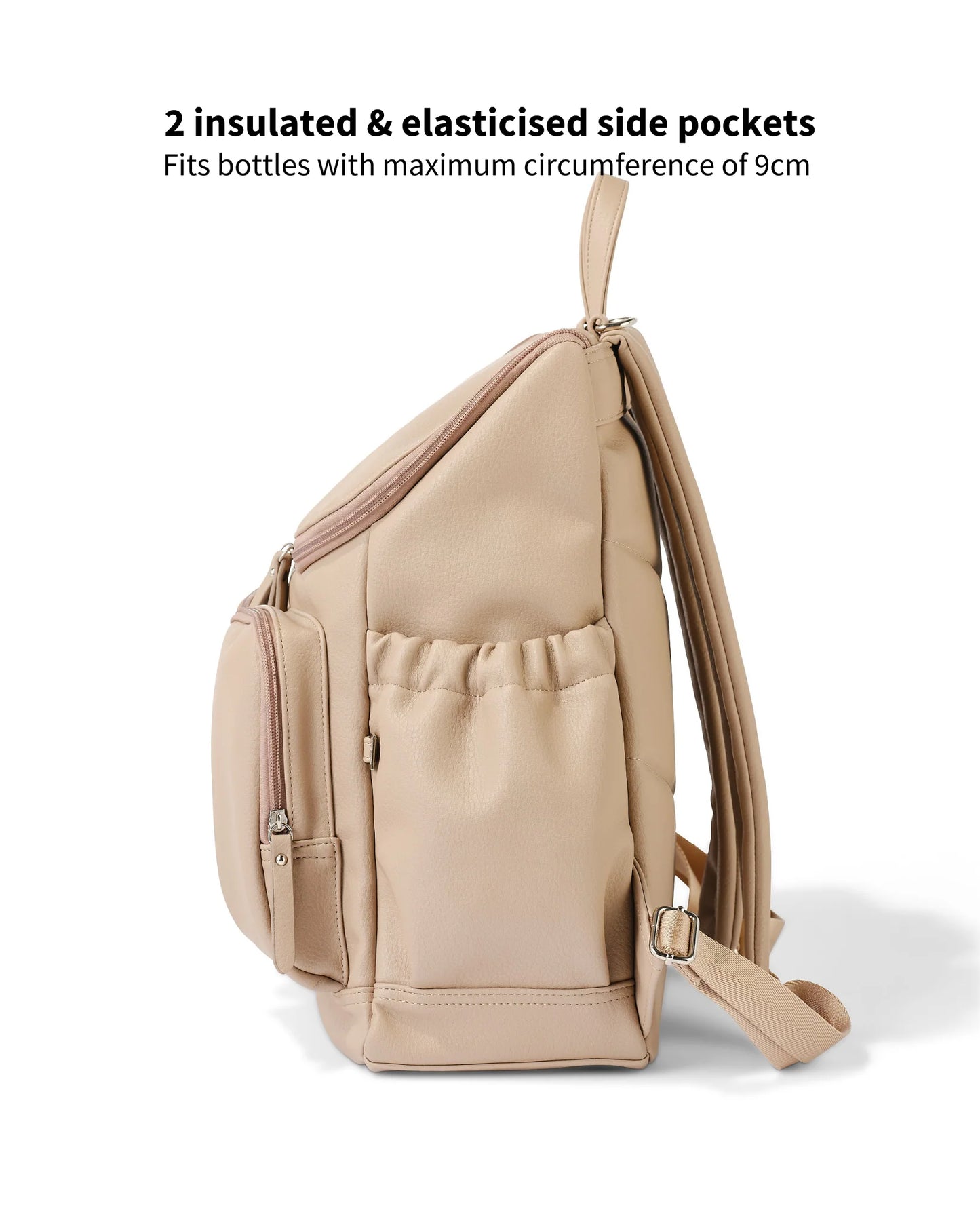 Signature Nappy Backpack - Oat Vegan Leather