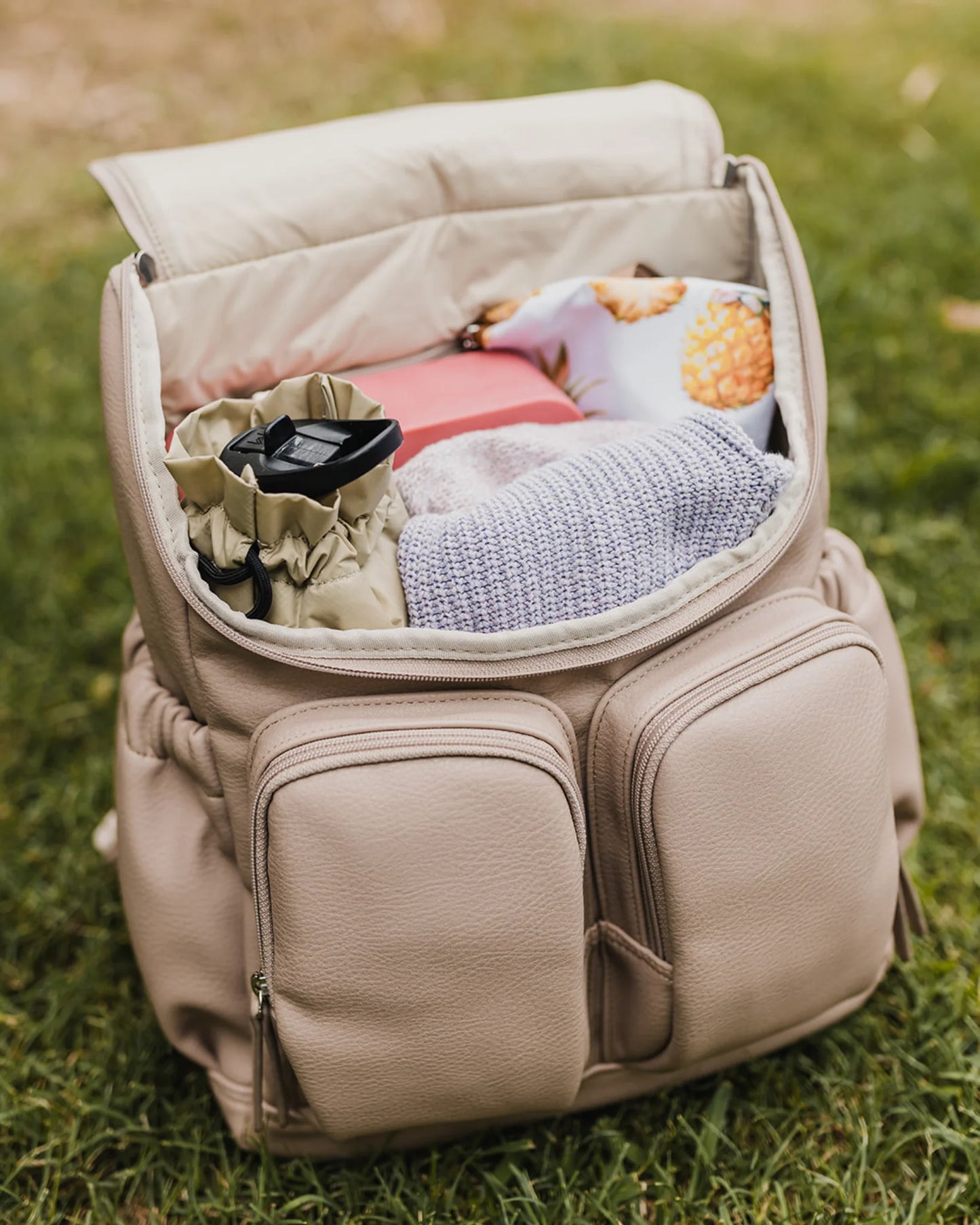 Signature Nappy Backpack - Oat Vegan Leather