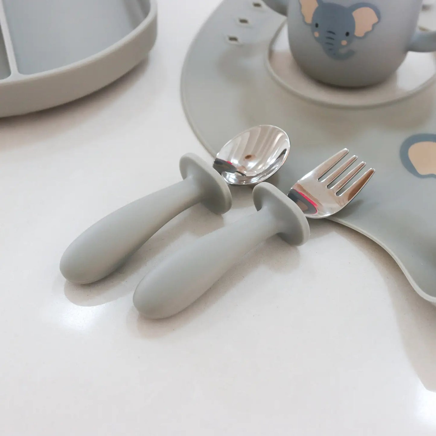 Baby Elephant Silicone Cutlery Set