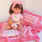 Frilled Tulip Pink Gingham Doll Blanket + Pillow Set