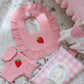 Dolls Strawberry Frilled Bib & Diaper Set - 34-38cm
