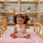 Dolls Vintage Pink & Ivory Frilled 3Pce  Set with Cherry  Embroidery - Fits 34-38cm