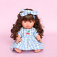 Dolls Sky Blue Cherry Gingham Chloe Dress + Bow - Fits 34-38cm