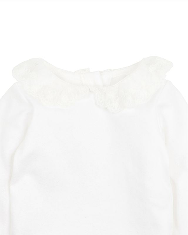 Girls Lace Collar L/S Bodysuit- Cloud