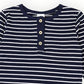 Striped Cotton Henley Top - Navy