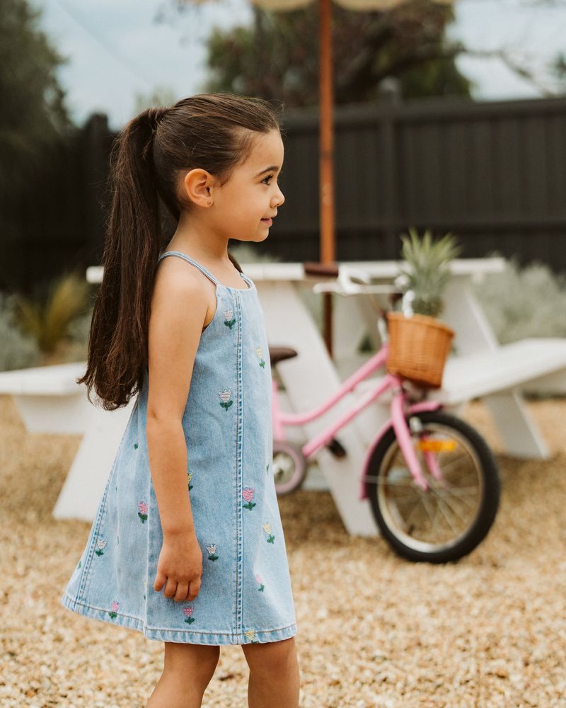 Sundae Denim Tulip Dress - Light Indigo