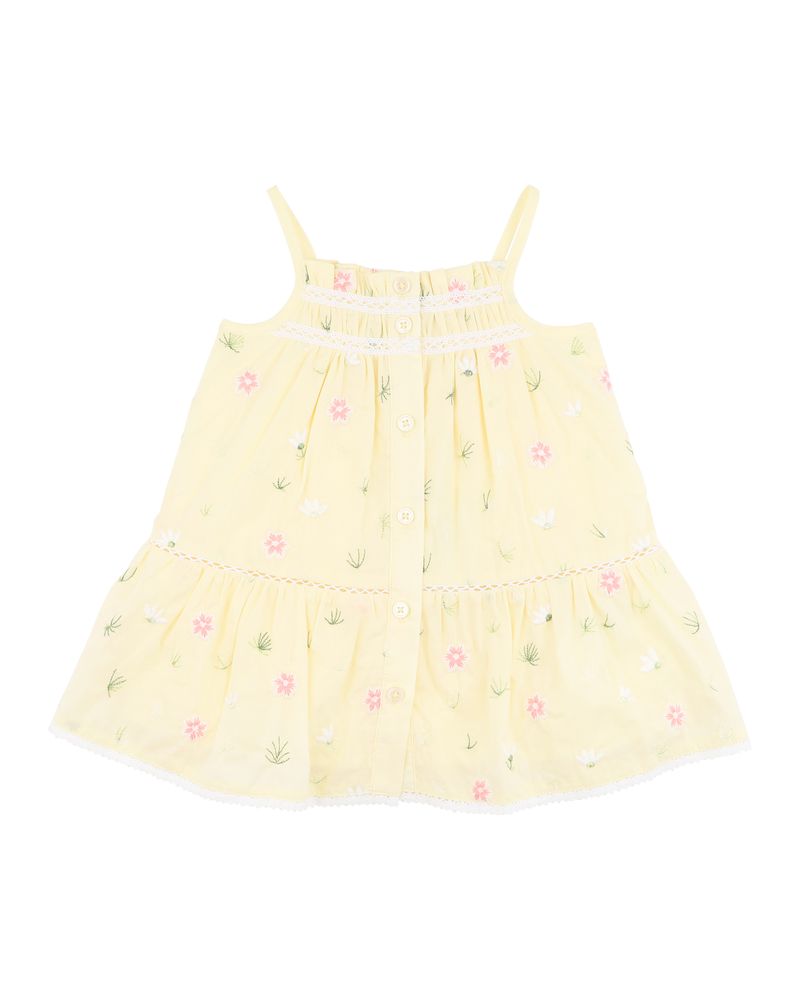 Pia All Over Embroidery Dress - Lemon