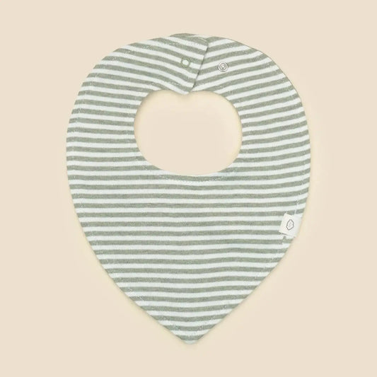 Organic Cotton Triangle Bib - Forest Green Stripes