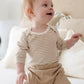 Organic Cotton Long Sleeve Bodysuit - Oat Stripes
