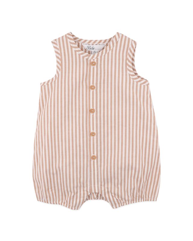 Brady Woven Romper - Caramel Stripe