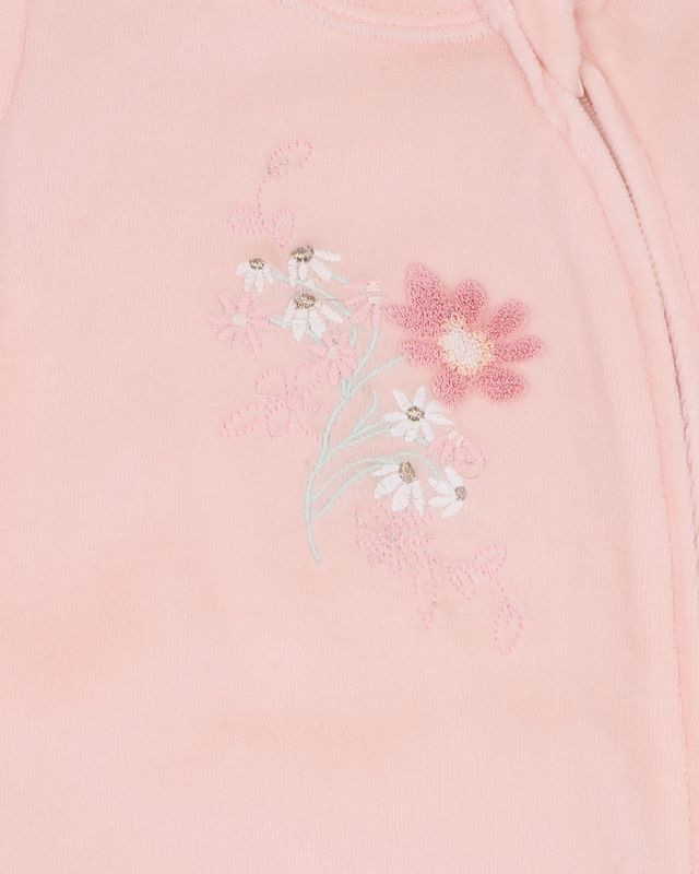 Fern velour Zip Onesie - Pale Pink