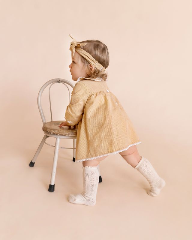 Winnie Gingham Overlay Dress - Mustard Check