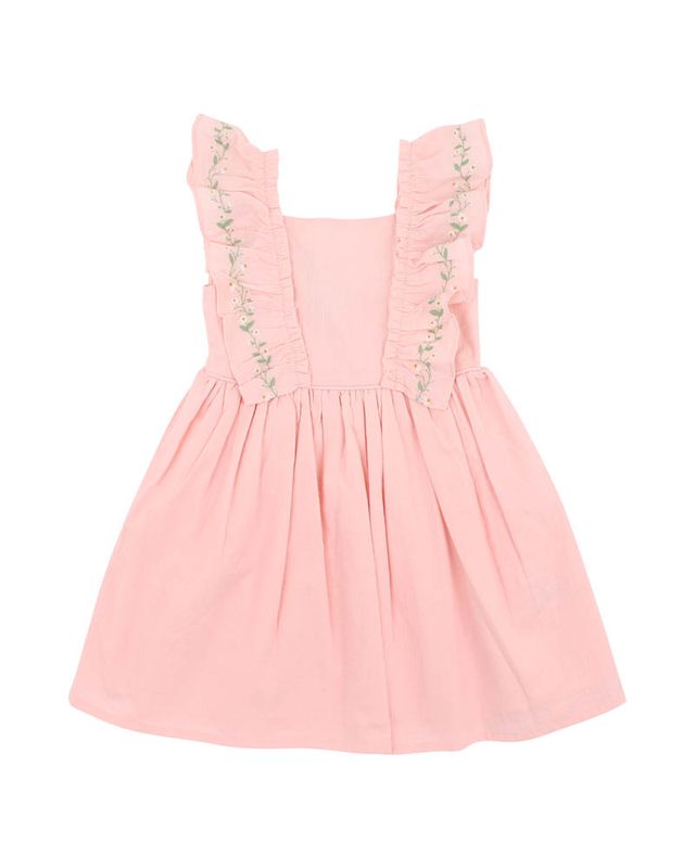 Tess Emb Frill Dress - Pale Pink