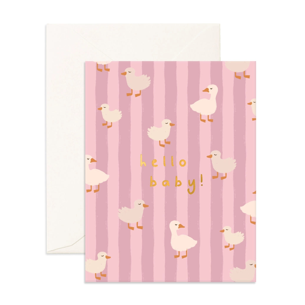 Card - Hello Baby Ducks Pink
