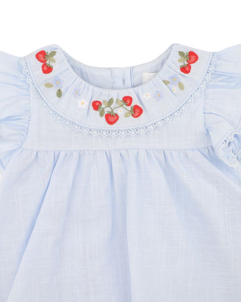 Poppy Emb Overlay Bodysuit - Bluebell